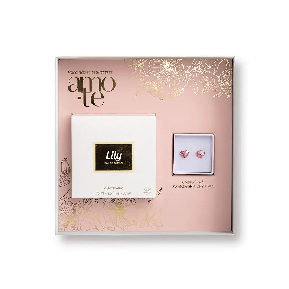 Coffret Lily Swarovski Eau de Parfum o boicario interior