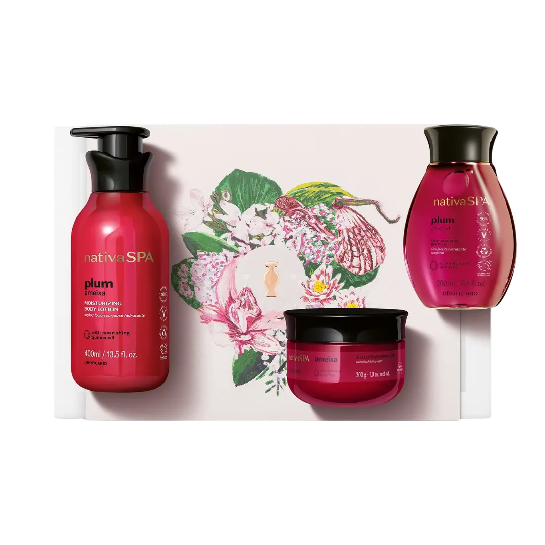 O boticario coffret Nativa Spa Ameixa loção hidratante + esfoliante + óleo corpo: 49,99€