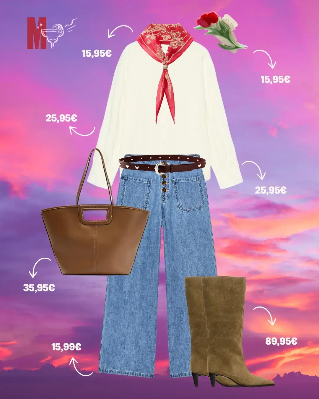 Visual country-chic da Zara SS25, com vestido fluído, botas e travessão floral para um estilo romântico e sofisticado.