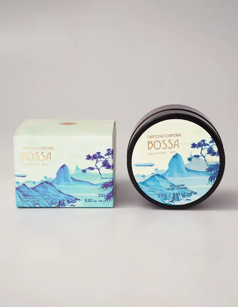 Embalagem de Body Butter Bossa da Granado para hidratar a pele com textura rica e aroma elegante