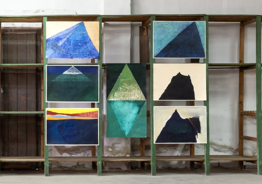 banquisas monica mindelis Barra de óleo s/ papel e gravura impressa em gesso, 2022