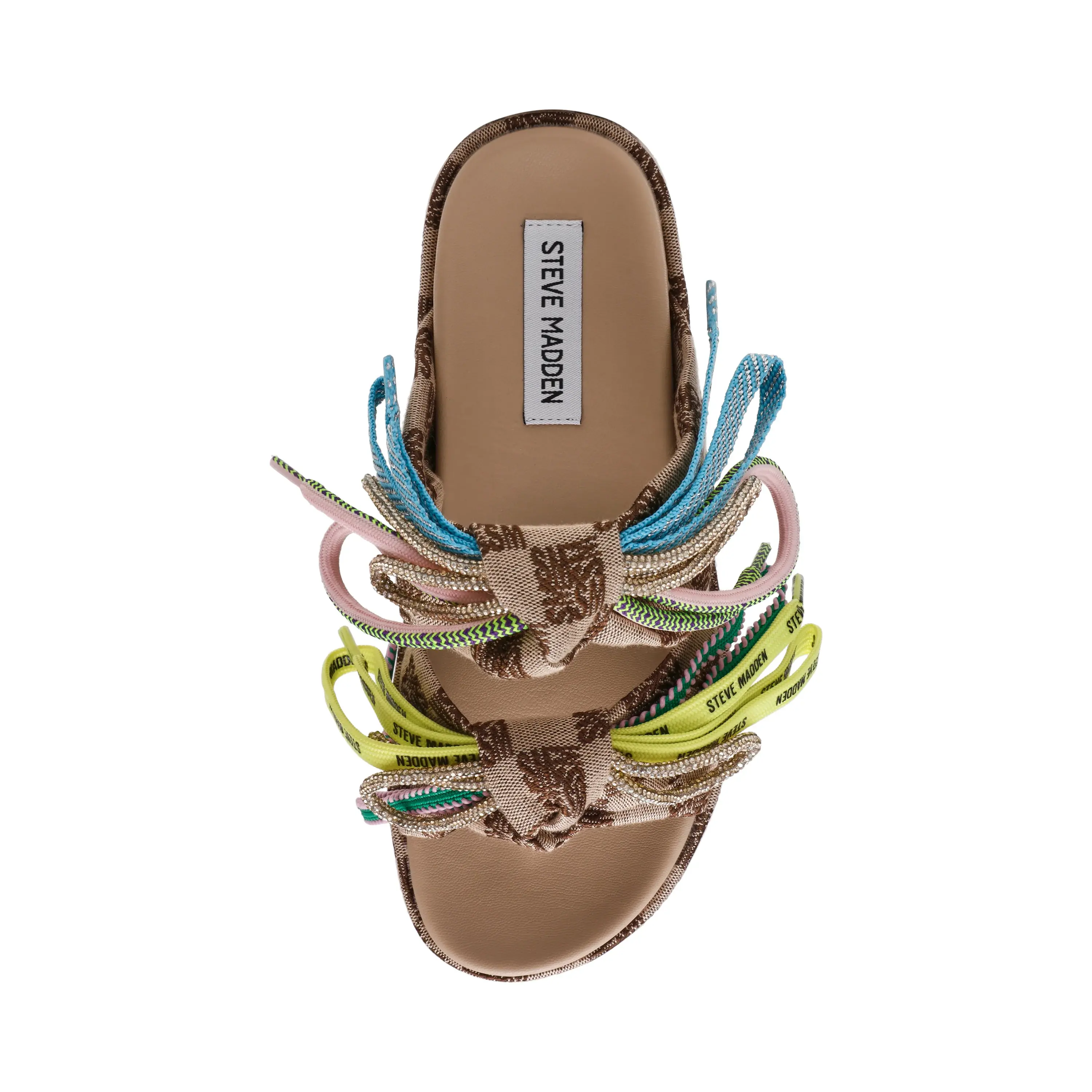 steve medden mamacita chinelos lindos bolo brown multi de cima