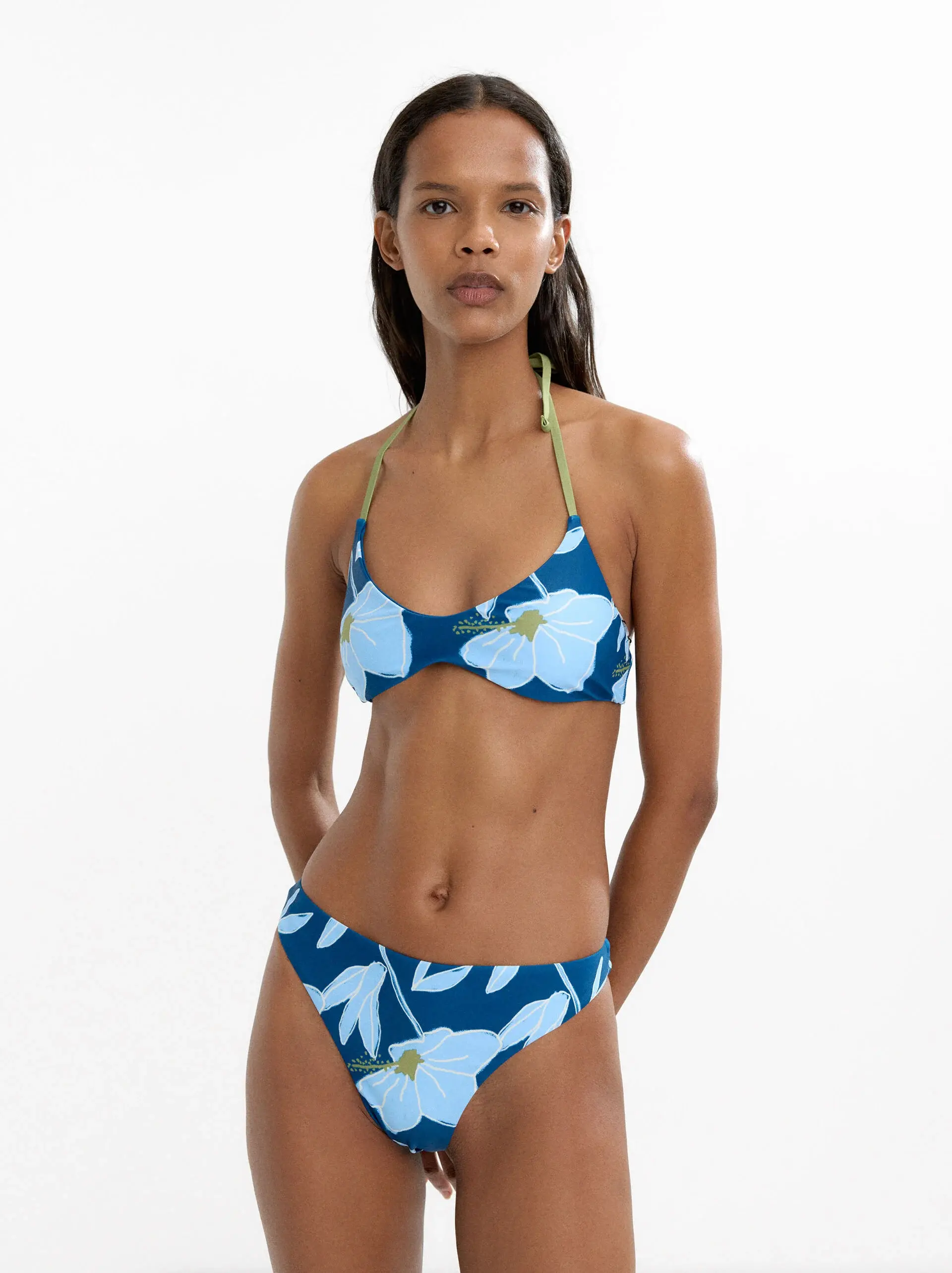 bikini parfois azul flores 